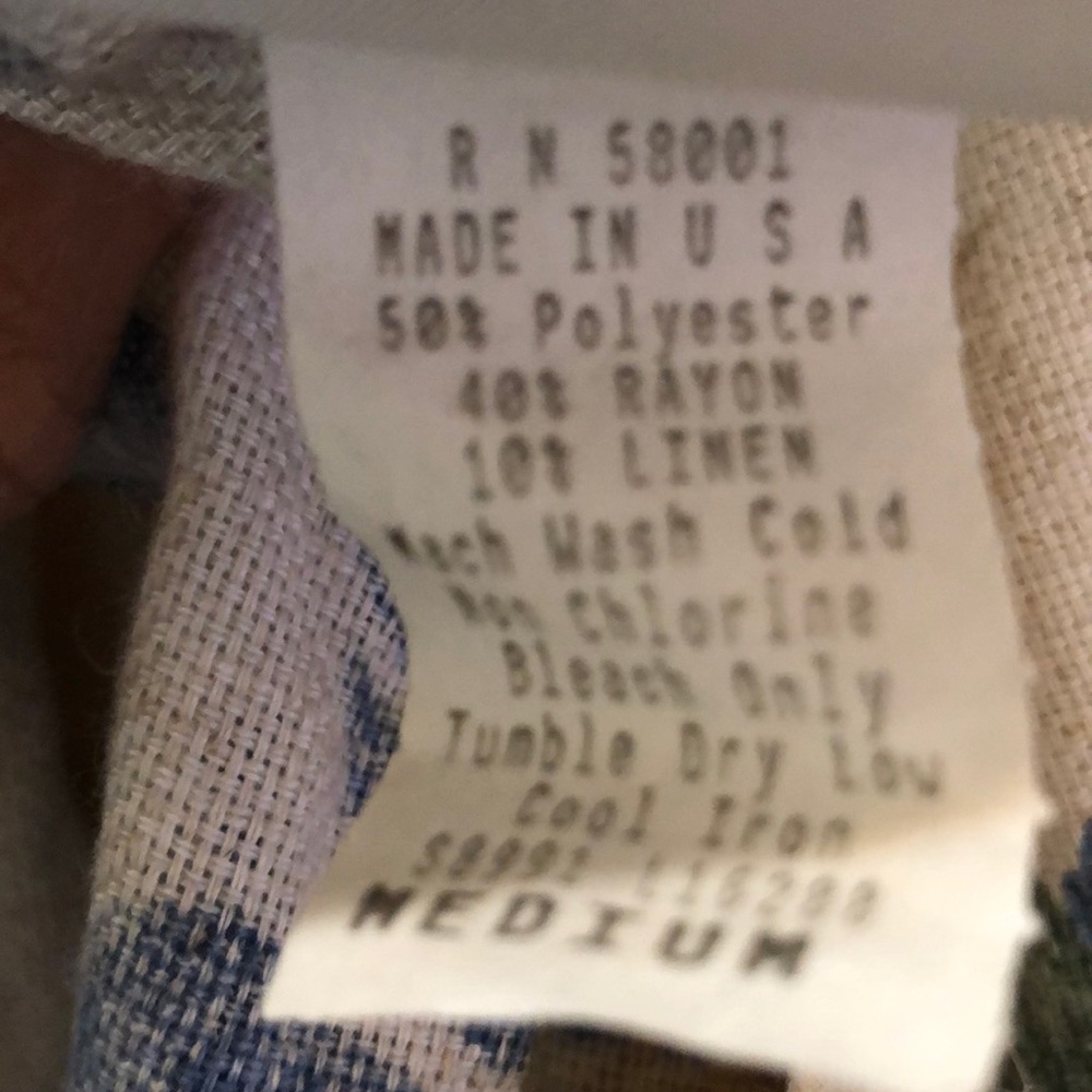 Vintage Floral Print Blazer / Cream & Blue/ Linen - Picture 11 of 11